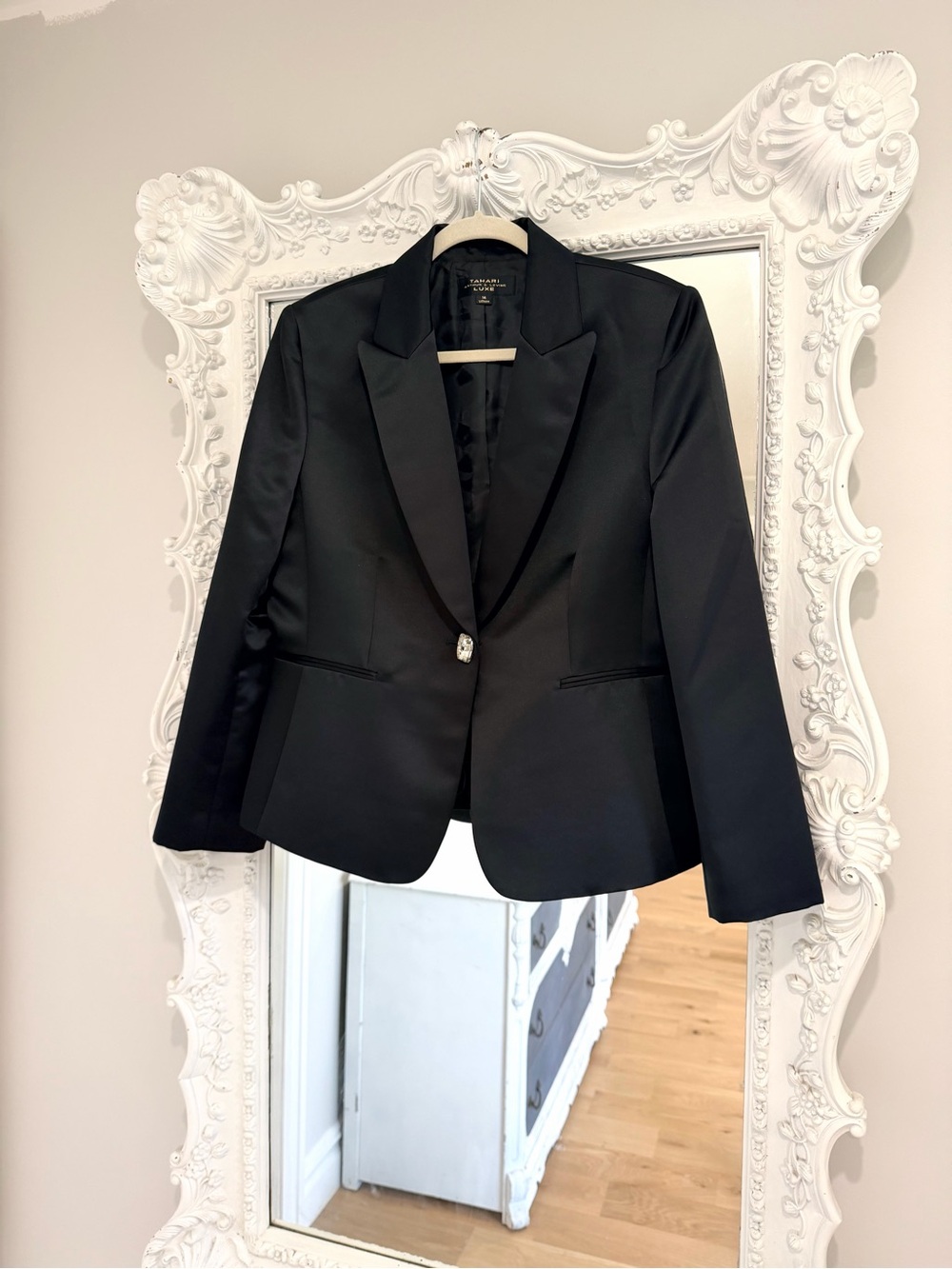 Tahari Arthur S. Levine LUXE Black Satin Dress Cocktail Evening Blazer